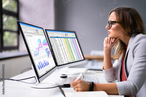Financial Analyst Using Spreadsheet Software