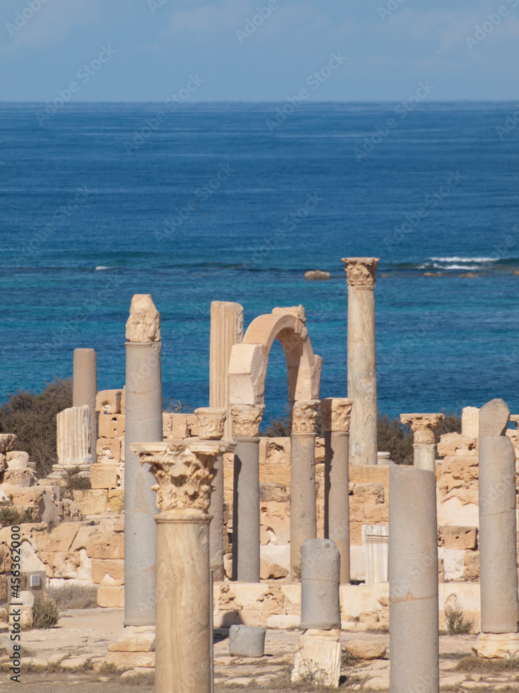 Roman ruins of Sabratha by the sea
