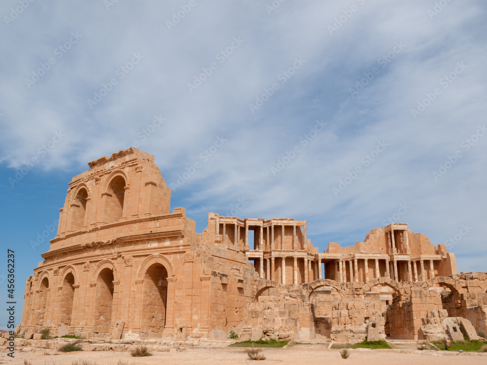 Roman ruins of Sabratha theater general view from outside