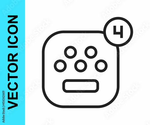 Black line Taxi mobile app icon isolated on white background. Mobile application taxi. Vector