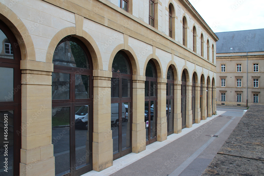ancient stone building (arsenal) in metz in lorraine (france) 
