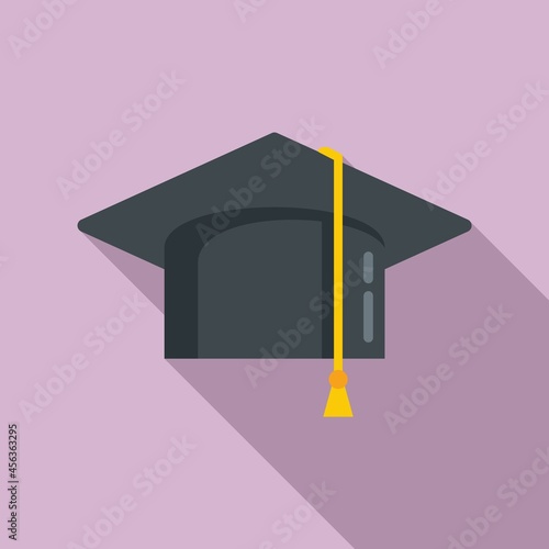 Graduate cap icon flat vector. Diploma hat