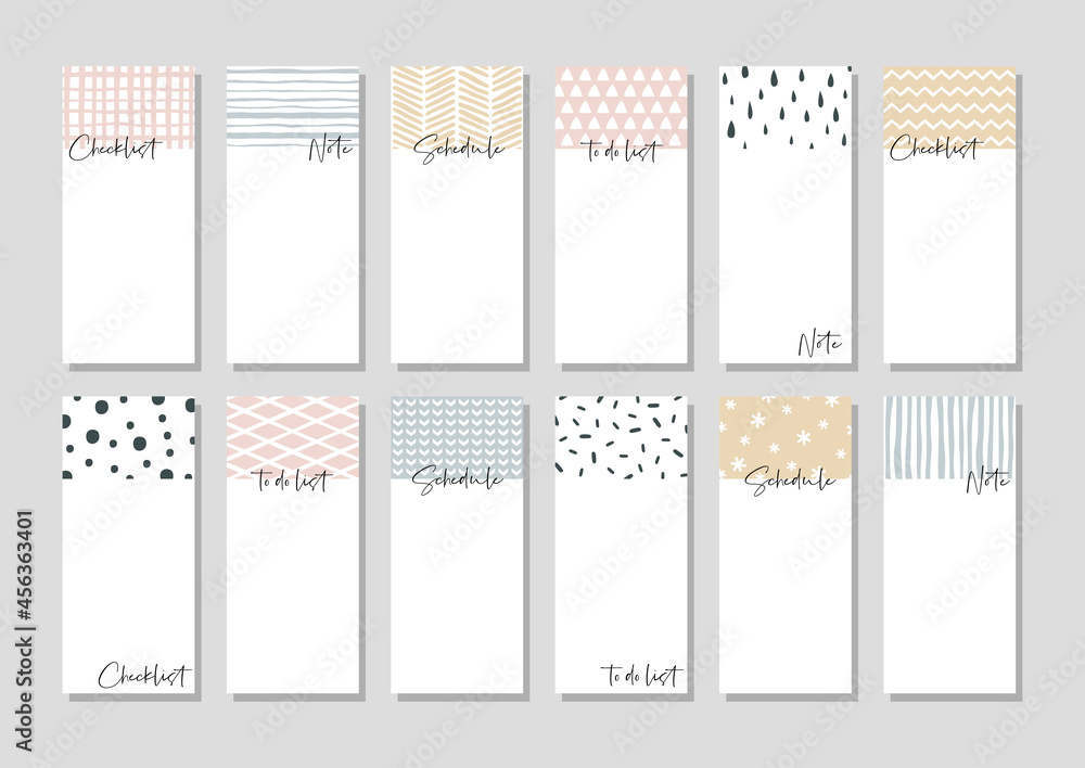 Set of planners and to do list with hand drawn pattern. Template for ...