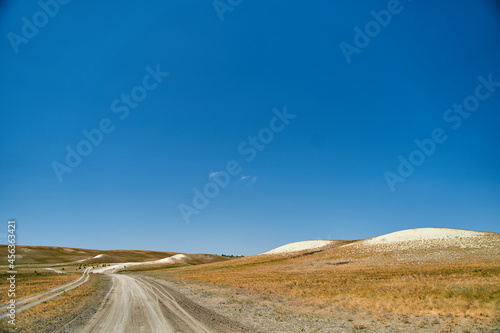 Chalk mountains in the Orenburg region. High quality photo