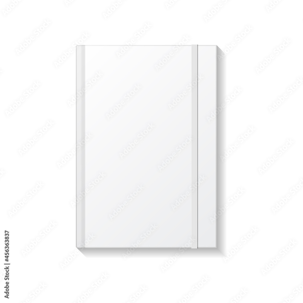 Blank white book or notebook with white elastic top view mockup template. Blank white book or notebook with white elastic top view mockup template.
