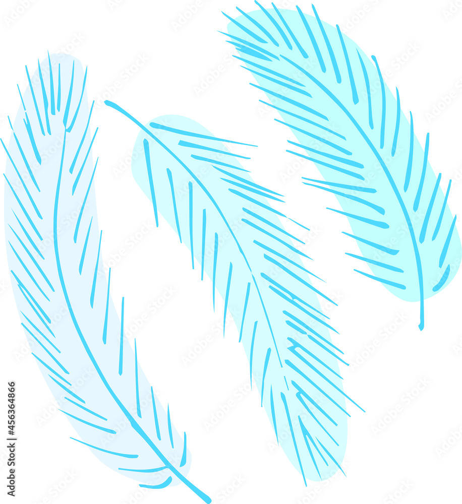Fototapeta premium Feathers vector pattern. Curved feathers. For printing on fabric.