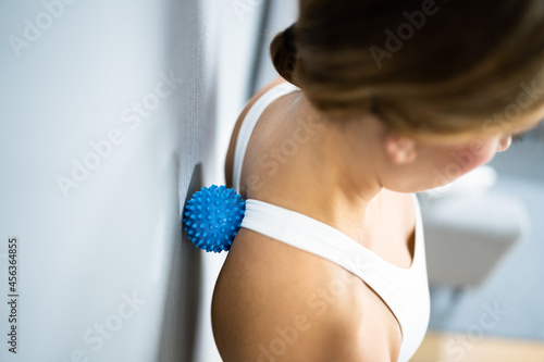 Back Trigger Point Massage Using Spiky Ball photo