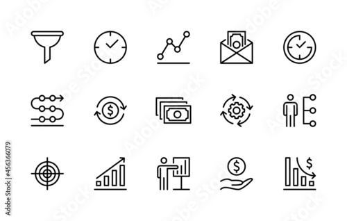 Business and finance vector linear icons. Business management. Business icon collection for websites and mobile devices. Editable stroke.