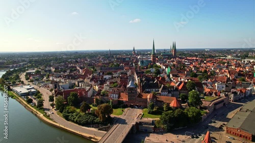 panorama shots of the old city of lübeck photo