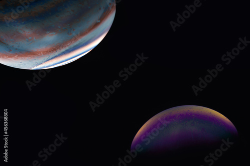 Backgrounds with Half soap Bubble Ball with one light  with space for text   model of Space or planets universe cosmic