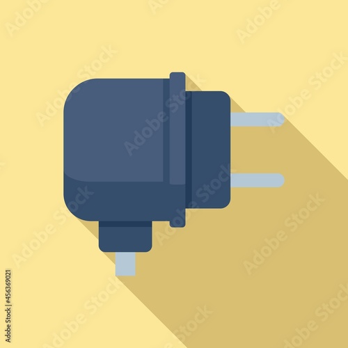 Charger adapter icon flat vector. Battery charge