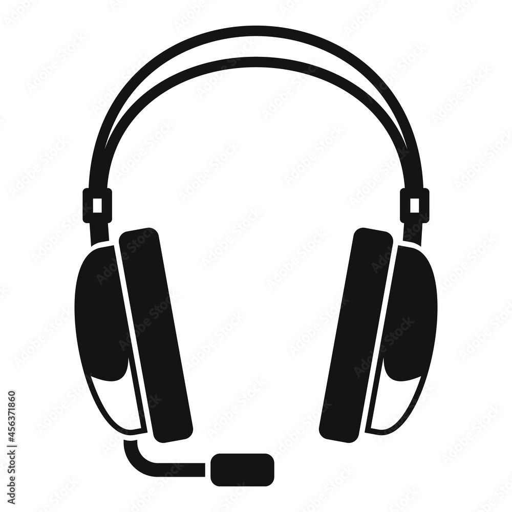 Headset icon simple vector. Headphone microphone Headset icon simple vector. Headphone microphone