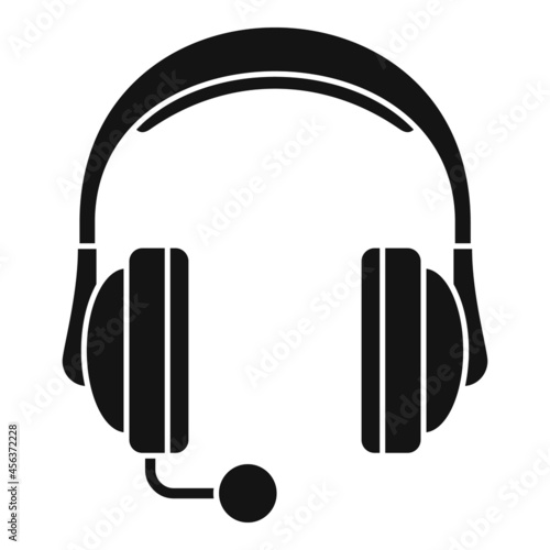 Headset mic icon simple vector. Microphone headphone