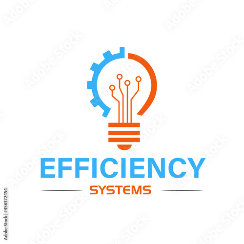  Efficiency bulb simple concept, electric technology logo vector.