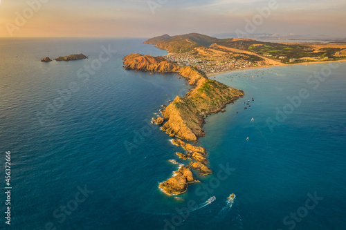 Aerial view of Eo Gio beach, Nhon Ly town, Quy Nhon city, Binh Dinh, Vietnam