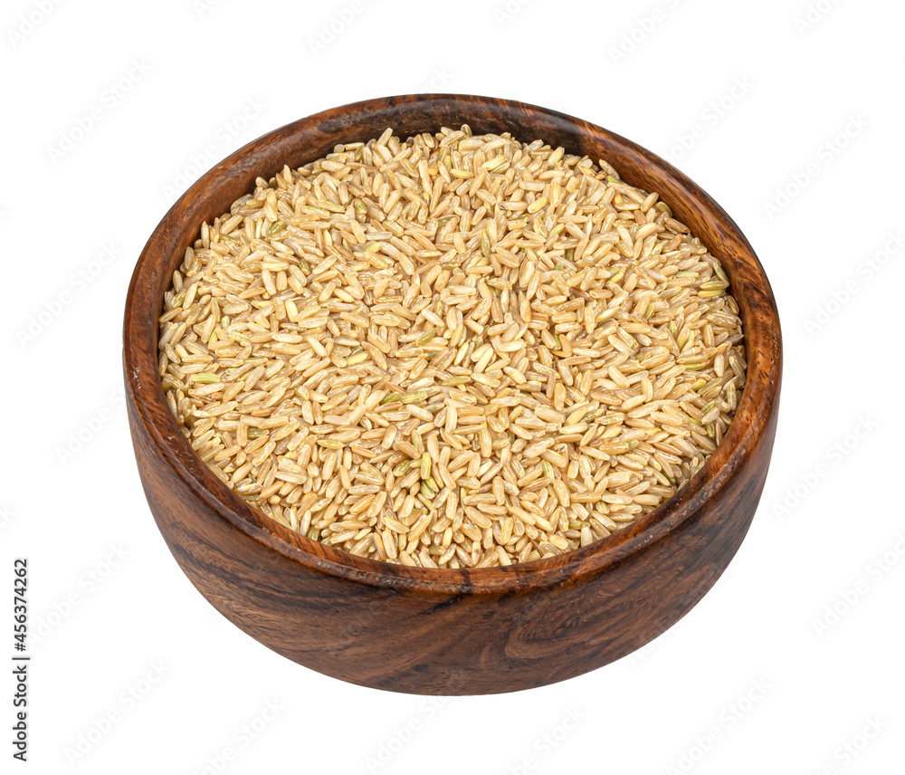 Brown rice isolated on white background, top view Brown rice isolated on white background, top view