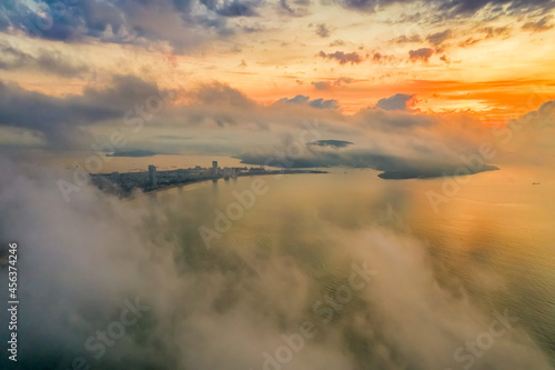 Aerial view of Quy Nhon city and Phuong Mai peninsula, Vietnam