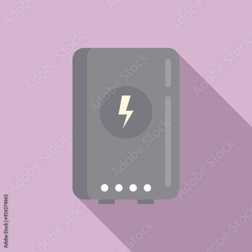 Powerbank wireless charge icon flat vector. Power bank