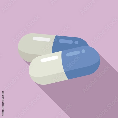 Probiotic capsule icon flat vector. Gut bacteria