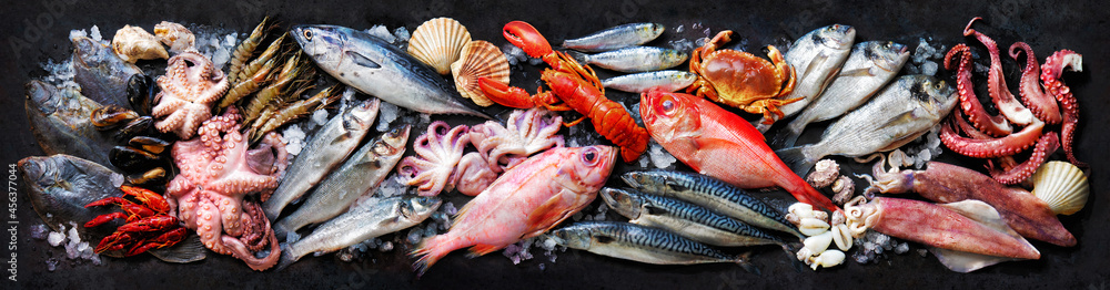 Assortment of fresh fish and seafood Assortment of fresh fish and seafood