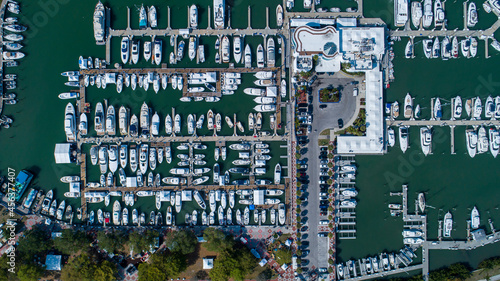 Overhead view of marina in Downtown Sarasota Florida