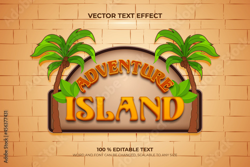 Adventure Island editable 3d text effect with palm tree backround style