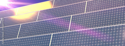 Rows array of solar panels ...