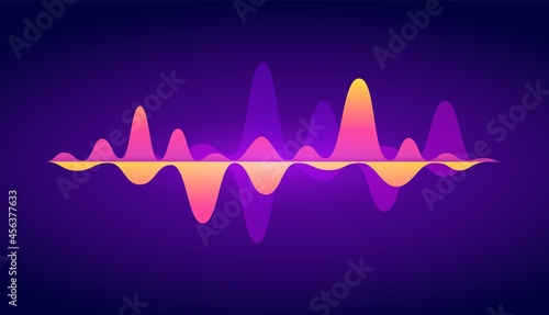 Abstract sound wave, music audio equalizer background. Colorful voice soundwave visualization, digital radio waveform vector concept. Futuristic technology for speech recording and recognition