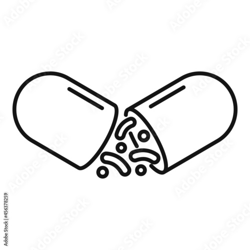 Probiotic capsule icon outline vector. Health microbe