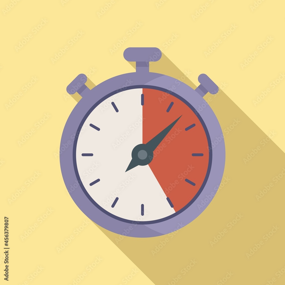 Stop clock icon flat vector. Stopwatch timer Stop clock icon flat vector. Stopwatch timer