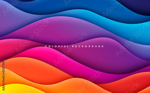 Colorful papercut background wavy dimension