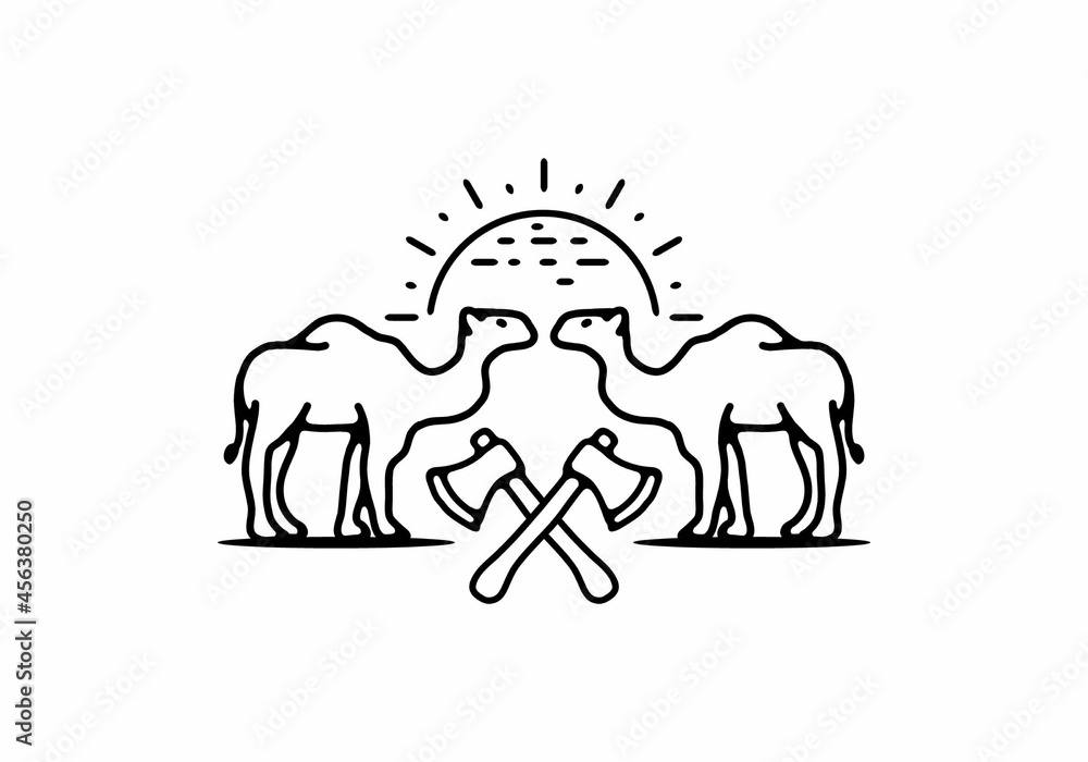 Fototapeta premium Line art illustration of camel