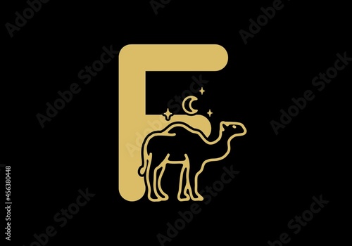 brown color of F initial letter with camel shape