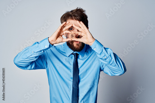 man in shirt with tie cryptocurrency office attachment