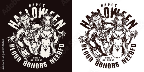 Halloween night monochrome vintage design