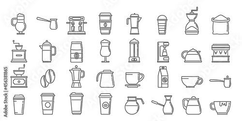Coffee icons set outline vector. Cafe cup