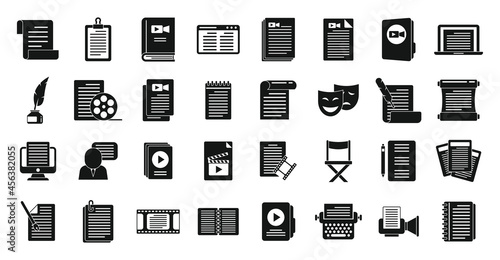 Scenario icons set simple vector. Event fabrications