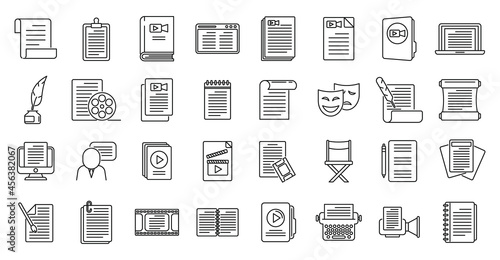 Scenario icons set outline vector. Event fabrications