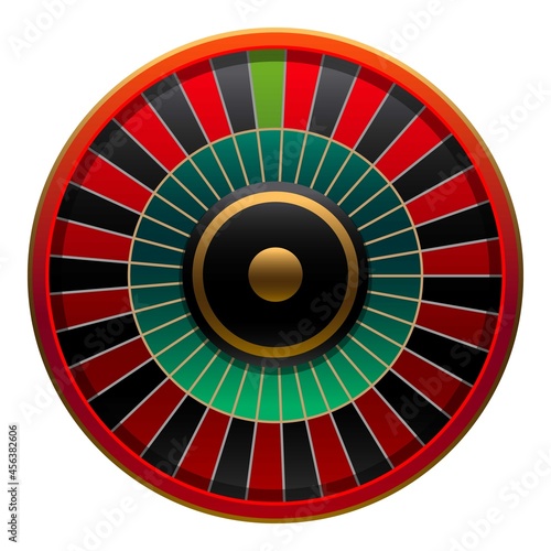 Gold game casino icon cartoon vector. Roulette wheel