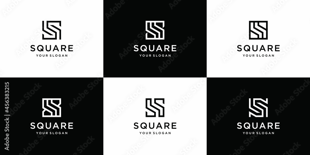 Set of collection initial letter s ss logo template. icons for business of fashion, square, build