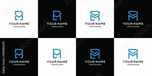 Initial letter rm logo icon set design for business of fashion digital technology