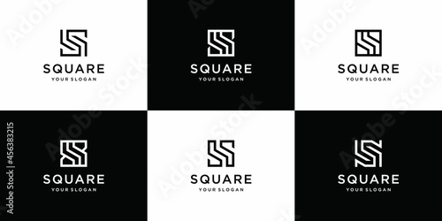 Set of collection initial letter s ss logo template. icons for business of fashion, square, build
