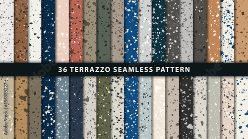 Set of terrazzo style seamless patterns. Premium Vector