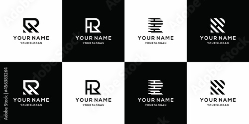 Set of collection initial letter RH logo template. icons for business of fashion, square, build