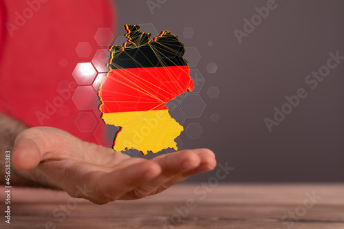 Abstract of germany map network  internet and global connection concept