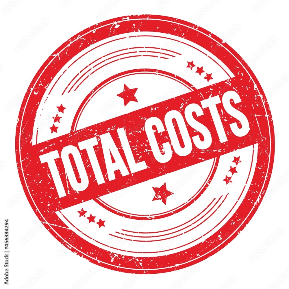 TOTAL COSTS text on red round grungy stamp.