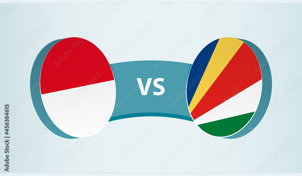 Monaco versus Seychelles, team sports competition concept. Monaco versus Seychelles, team sports competition concept.