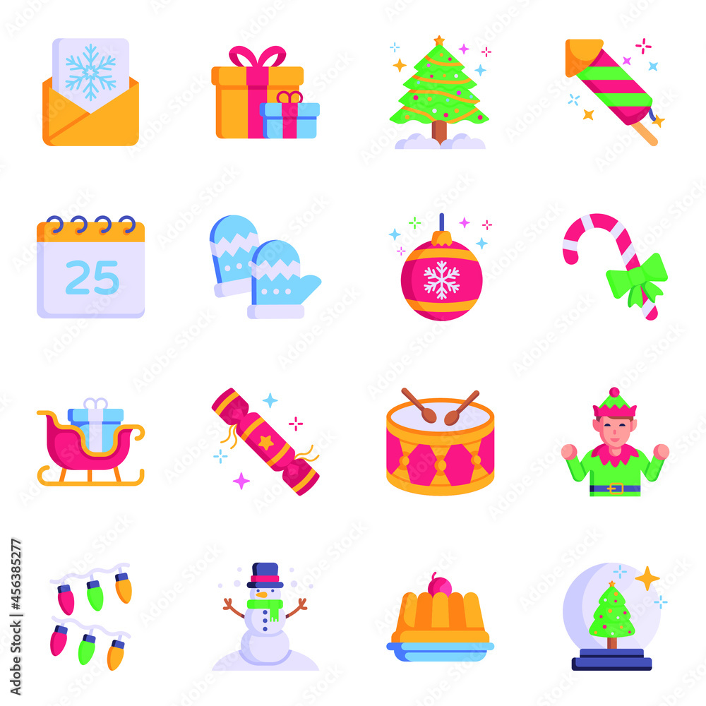 Christmas Party Flat Icons Pack

