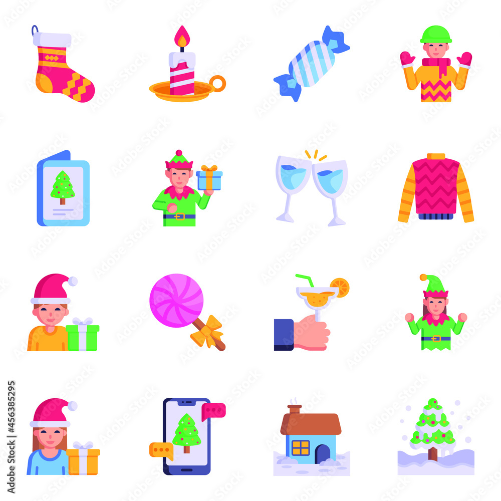 Christmas Celebrations Flat Icons Pack
Christmas Celebrations Flat Icons Pack