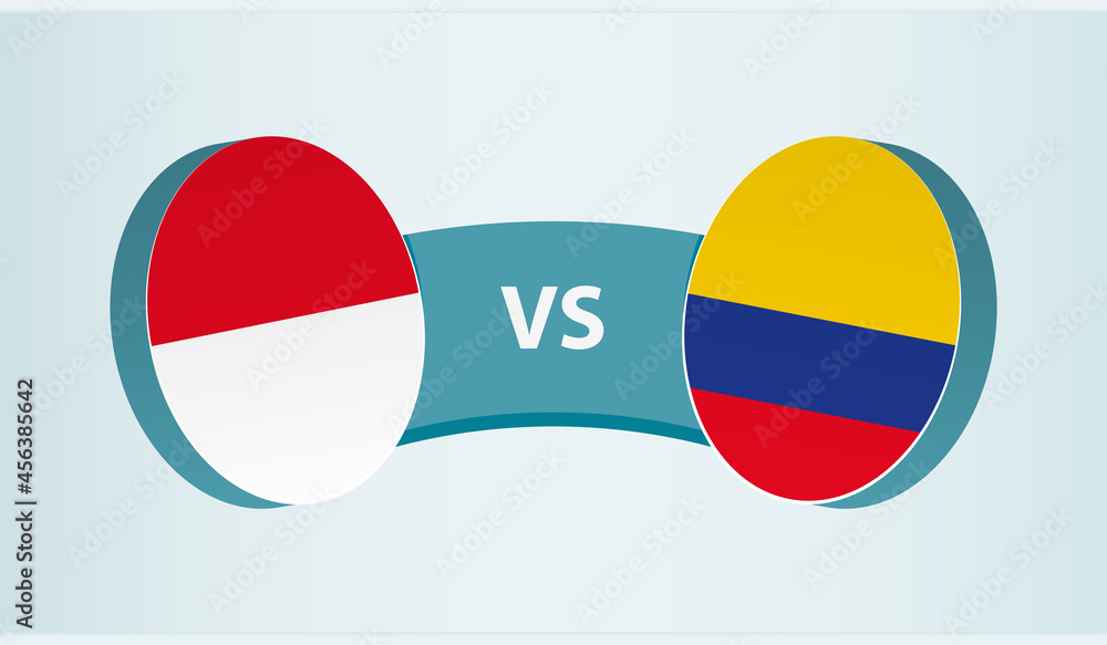 Monaco versus Colombia, team sports competition concept. Monaco versus Colombia, team sports competition concept.